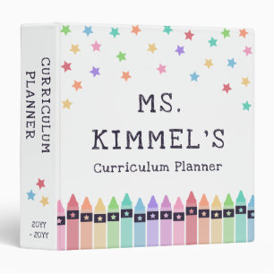 White Pastels Crayons Curriculum Teacher Planner Binder