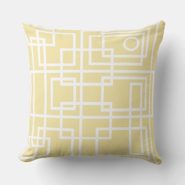 White Path on Light Parmesan Yellow  Throw Pillow (Front)