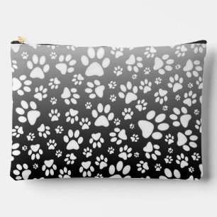 White pattern paws on gradient background accessory pouch