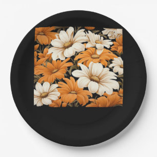 white pattern - whimsigoth cottagecore wildflowers paper plate