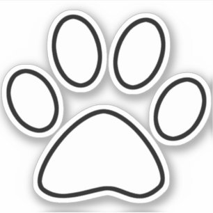 White Paw Print Black Outline
