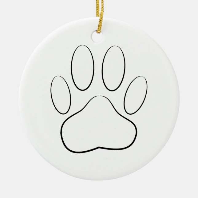 White Paw Print Ceramic Ornament (Front)