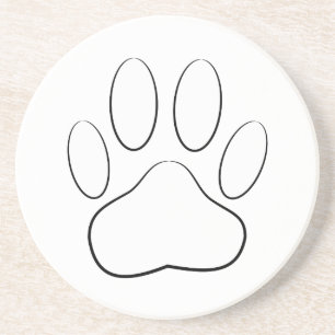 White Paw Print Coaster