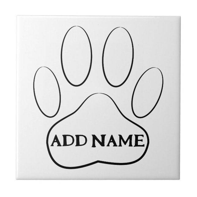 White Paw Print Custom Name Tile (Front)