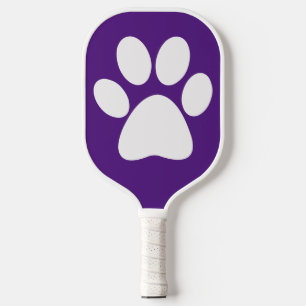 White Paw Print Design Pickleball Paddle