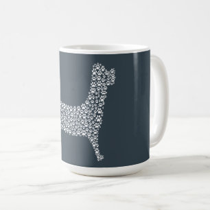 White Paw Print Dog Silhouette Coffee Mug