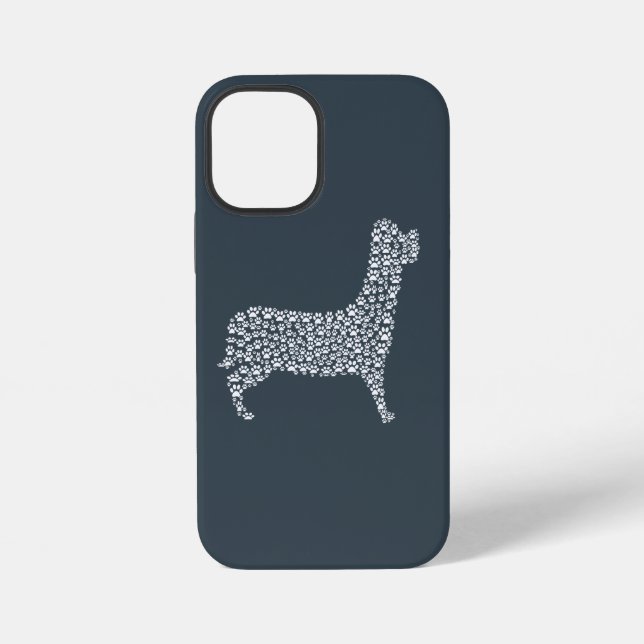 White Paw Print Dog Silhouette iPhone Case (Back)