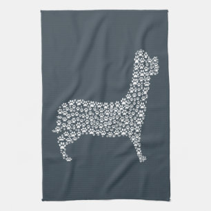 White Paw Print Dog Silhouette Kitchen Towel