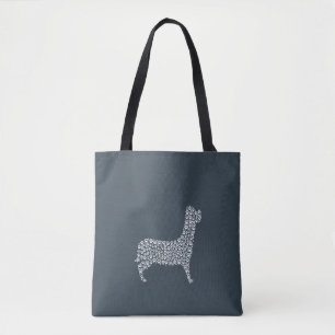 White Paw Print Dog Silhouette Tote Bag