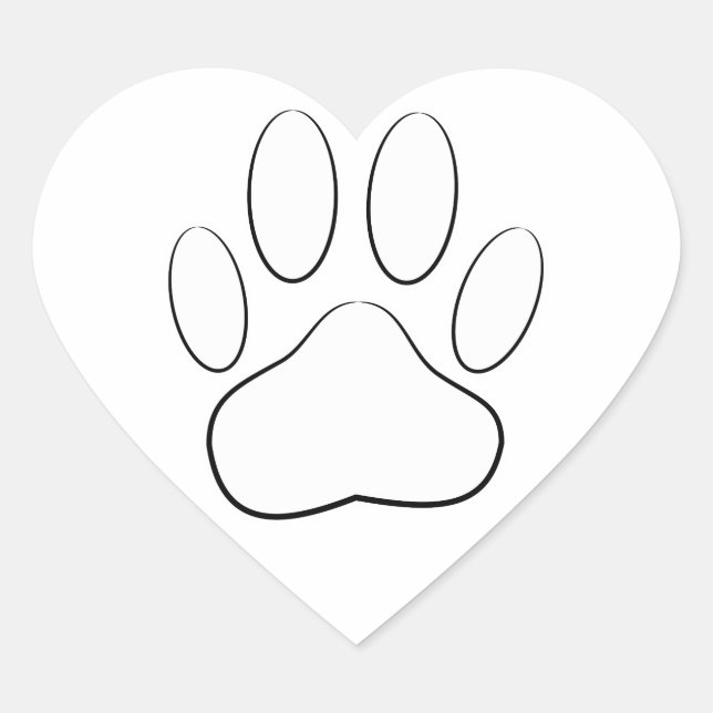 White Paw Print Heart Sticker (Front)