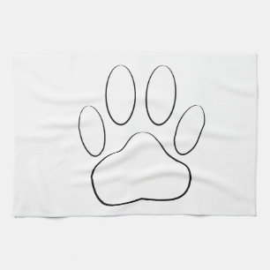 White Paw Print Kitchen Towel