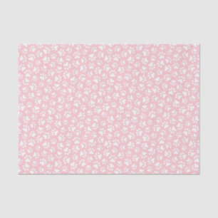White paw print pattern light pink background tissue paper