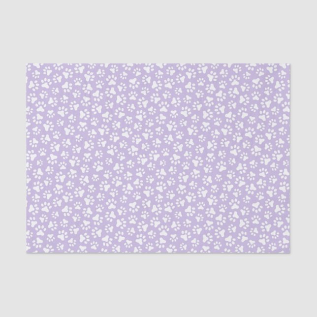 White paw print pattern light purple background tissue paper (Front)