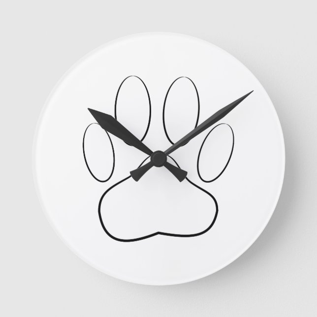 White Paw Print Round Clock (Front)