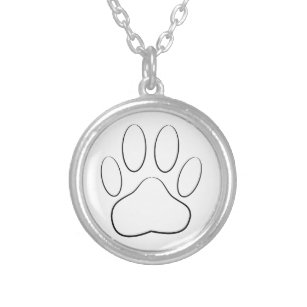 White Paw Print Silver Plated Necklace