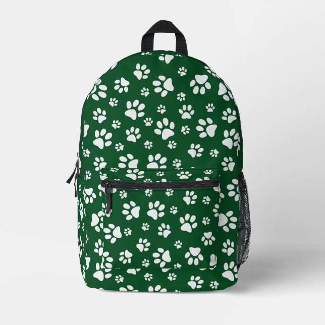 White Paw Prints Design Back Pack (Front)