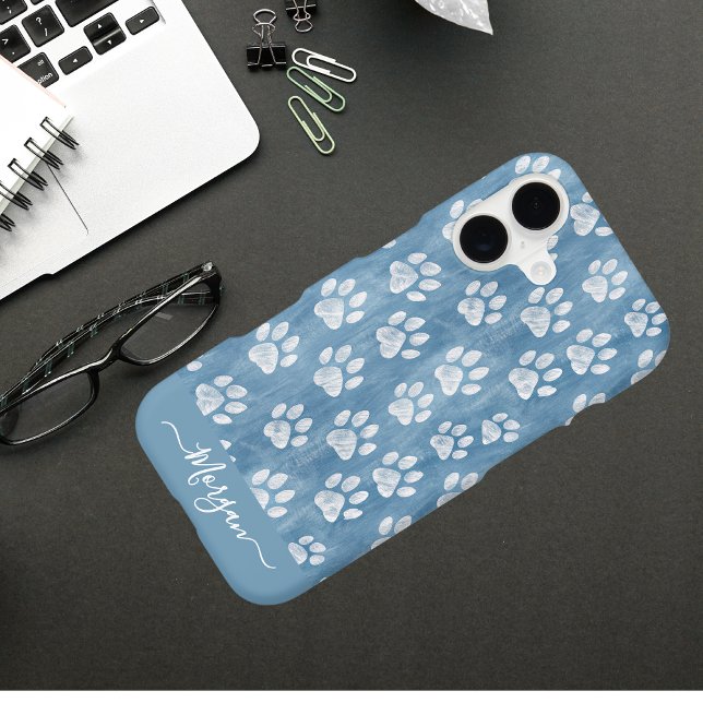 White Paw Prints on Blue Name – Rustic Pet Lover  (Creator Uploaded)