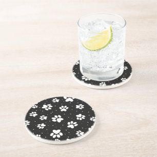 White Pawprint Coaster