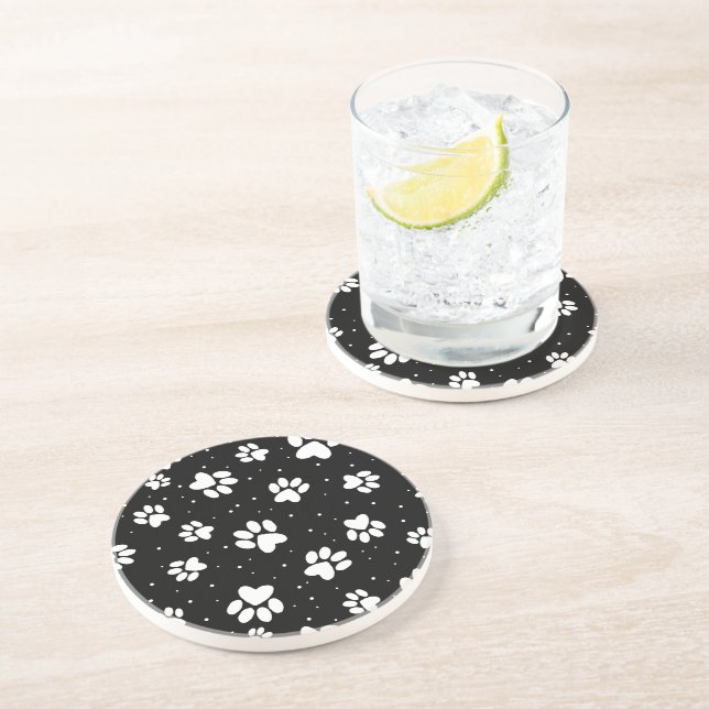 White Pawprint Coaster (Side)