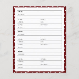 White pawprints address book pages