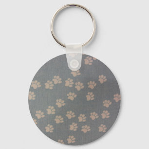 White Pawprints Keychain