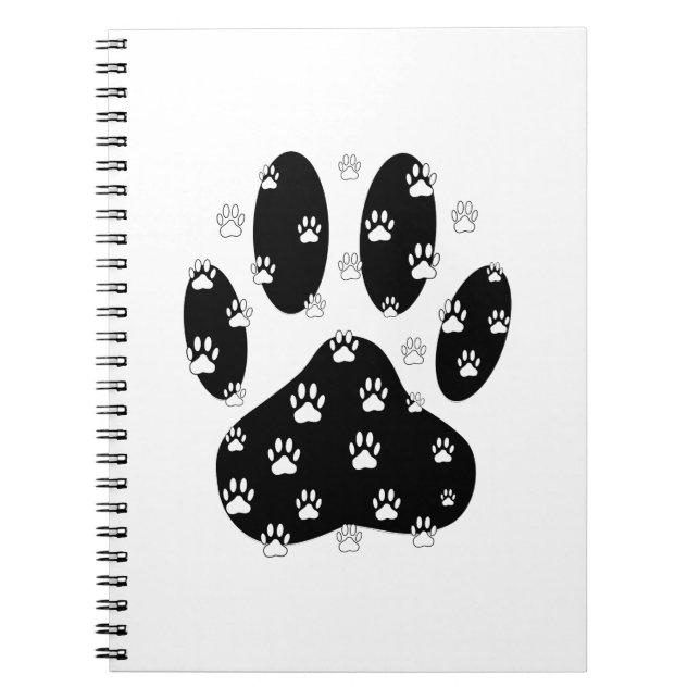 White Paws On Black Paw Notebook (Front)