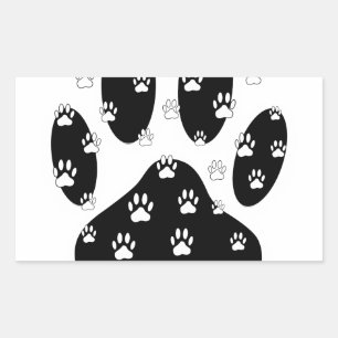 White Paws On Black Paw Print Sticker