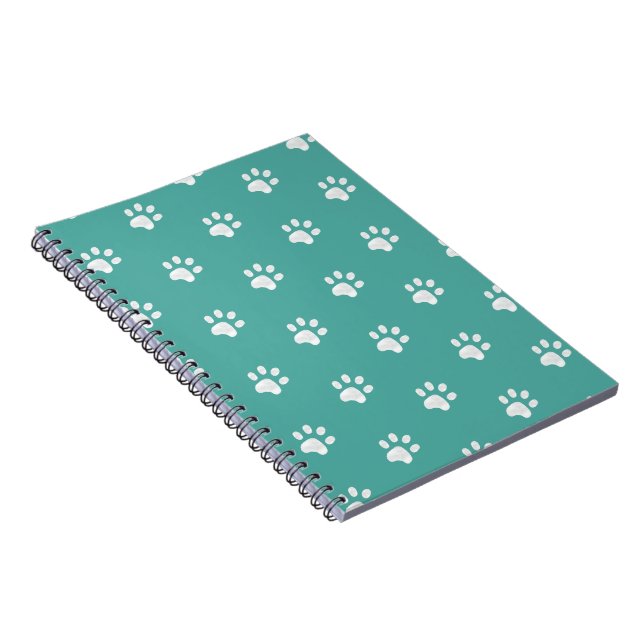 White Paws on Teal Notebook (Right Side)