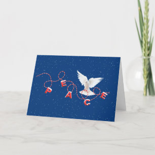 White Peace Dove In Snowflakes Holiday Card