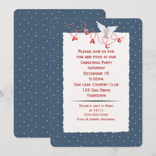 White Peace Dove In Snowflakes Party Invitation