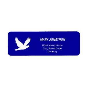 white peace dove personal blue address labels.