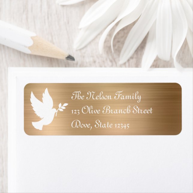 White Peace Dove Silhouette Faux Gold Foil (En situation)