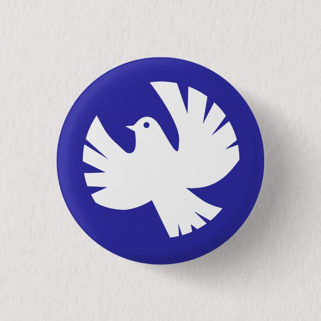 White Peace Dove Symbol 1 Inch Round Button (Front)