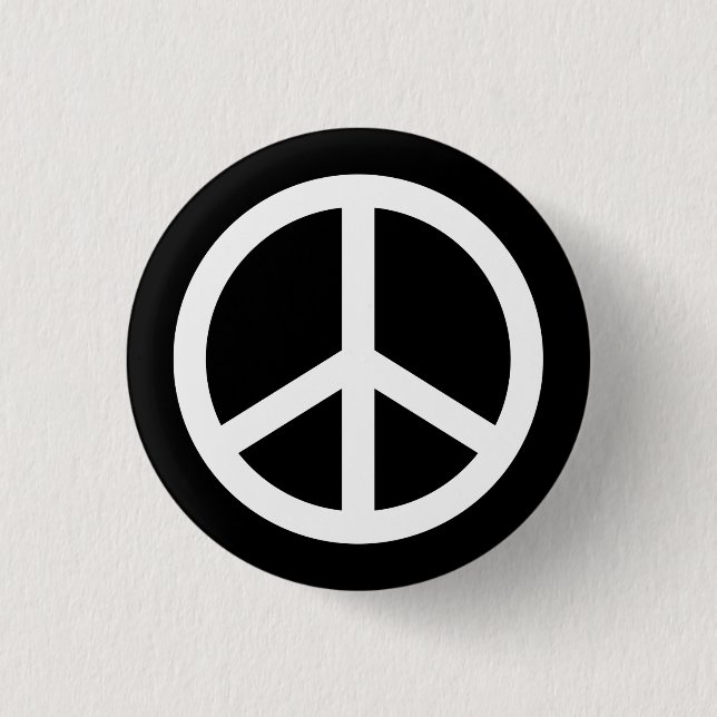White Peace Sign 1 Inch Round Button (Front)