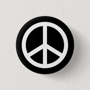 White Peace Sign 1 Inch Round Button
