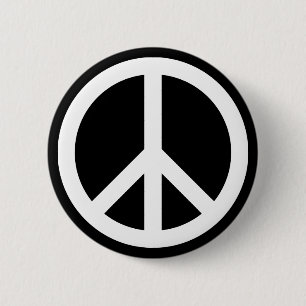 White Peace Symbol 2 Inch Round Button