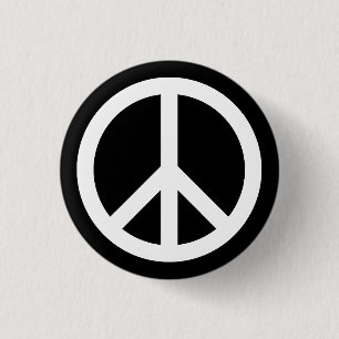 White Peace Symbol Button