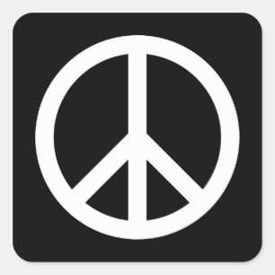 White Peace Symbol Square Sticker