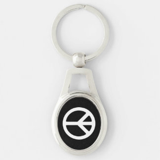 White Peace Symbol Template Keychain