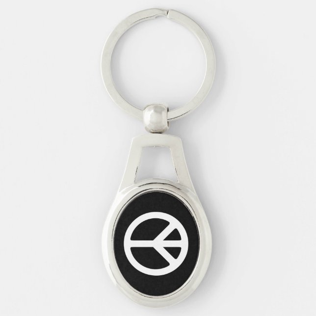 White Peace Symbol Template Keychain (Front)