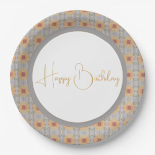 White Peach And Grey Paper Plate