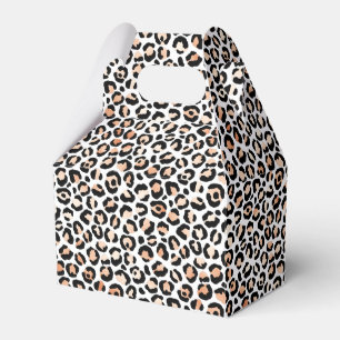 White Peach Black Leopard Print Favor Box
