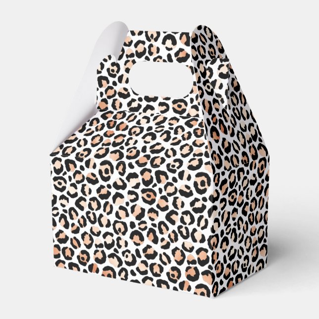 White Peach Black Leopard Print          Favor Box (Front Side)