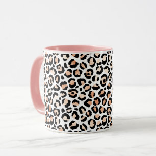 White Peach Black Leopard Print Mug