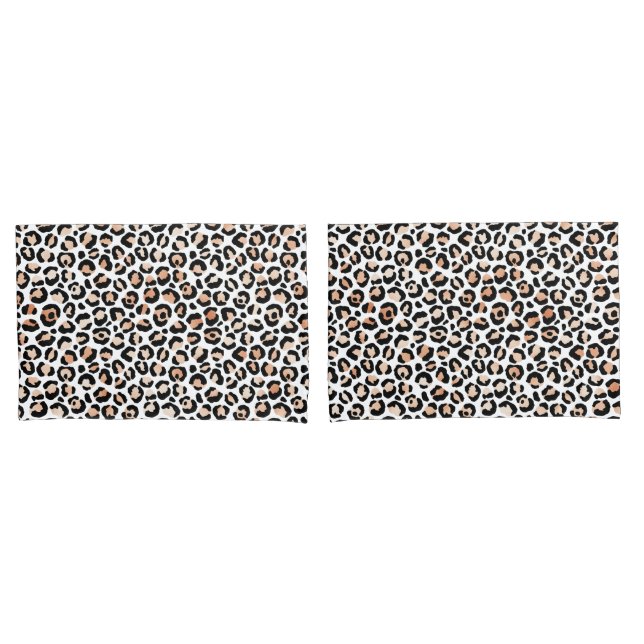 White Peach Black Leopard Print         Pillowcase (Front-Set)