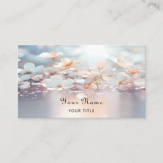 White Peach Floral Business Card (Front)