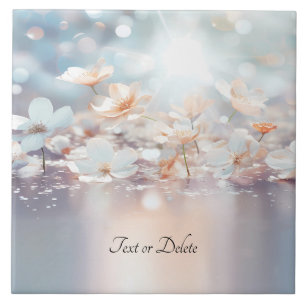 White Peach Floral Ceramic Tile