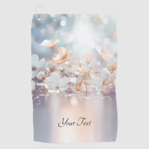 White Peach Floral Golf Towel