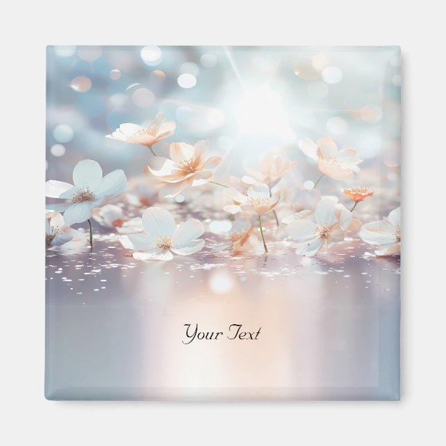 White Peach Floral Magnet (Front)