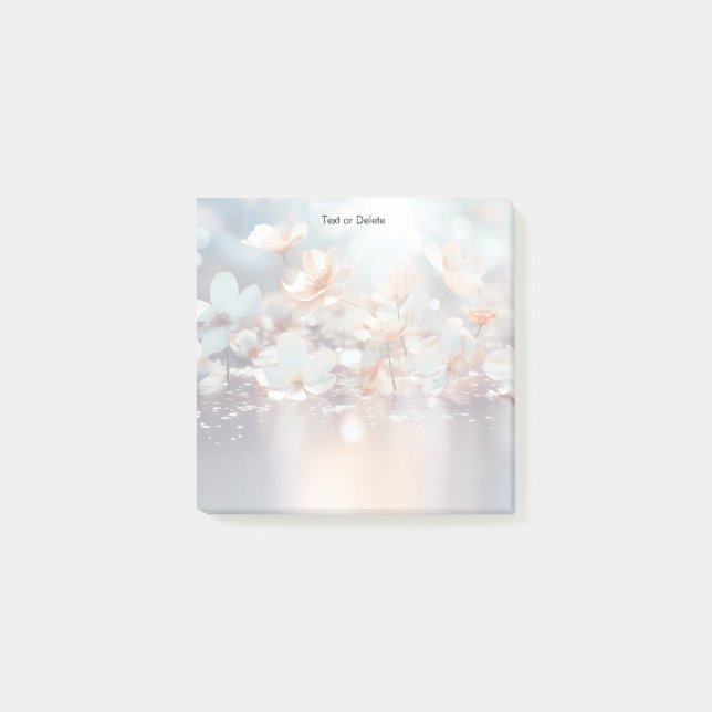 White Peach Floral Post it Notes (Front)